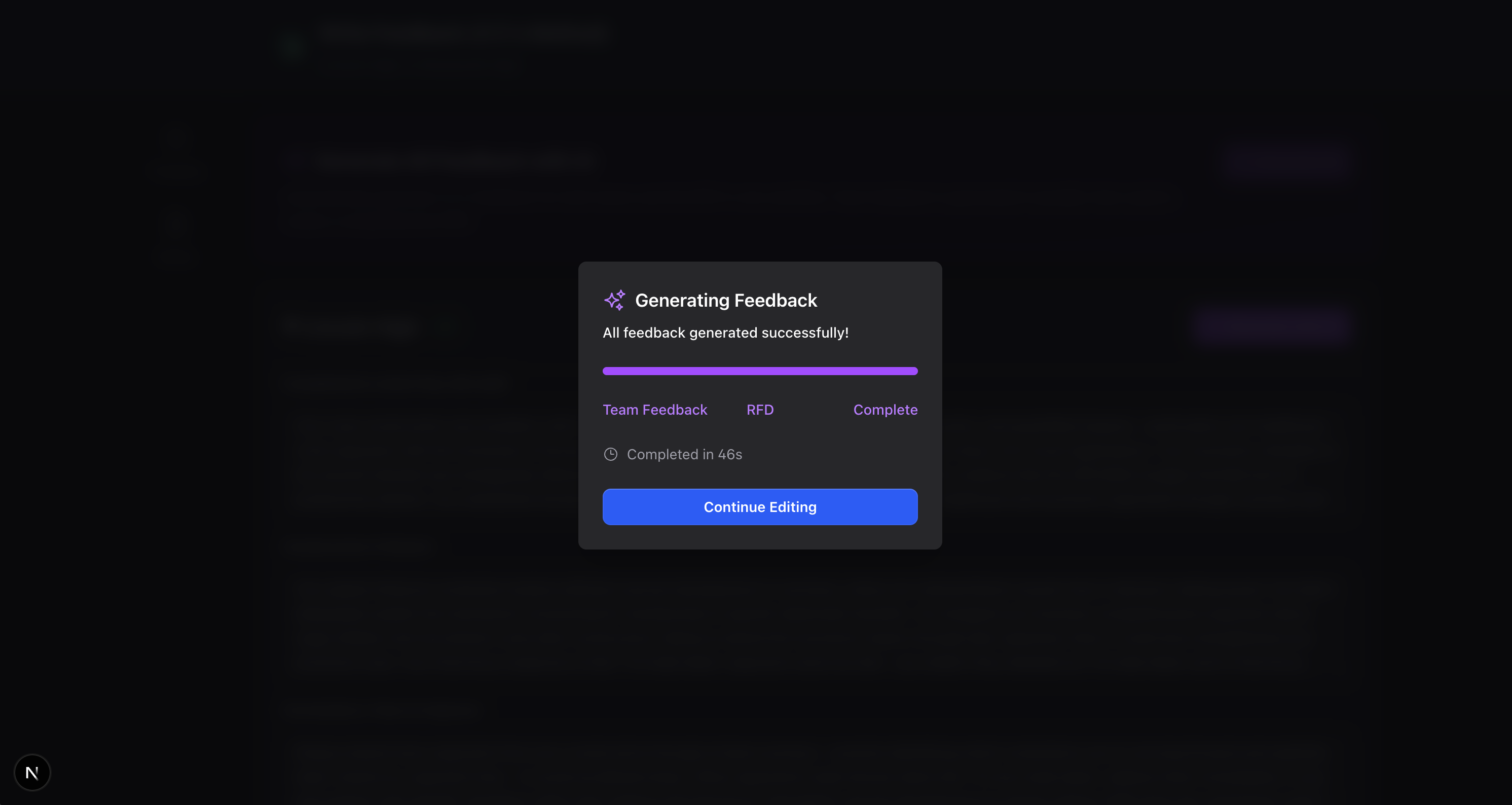 Generate All feedback option